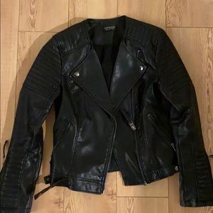 Topshop Nelly Faux Leather Biker Jacket